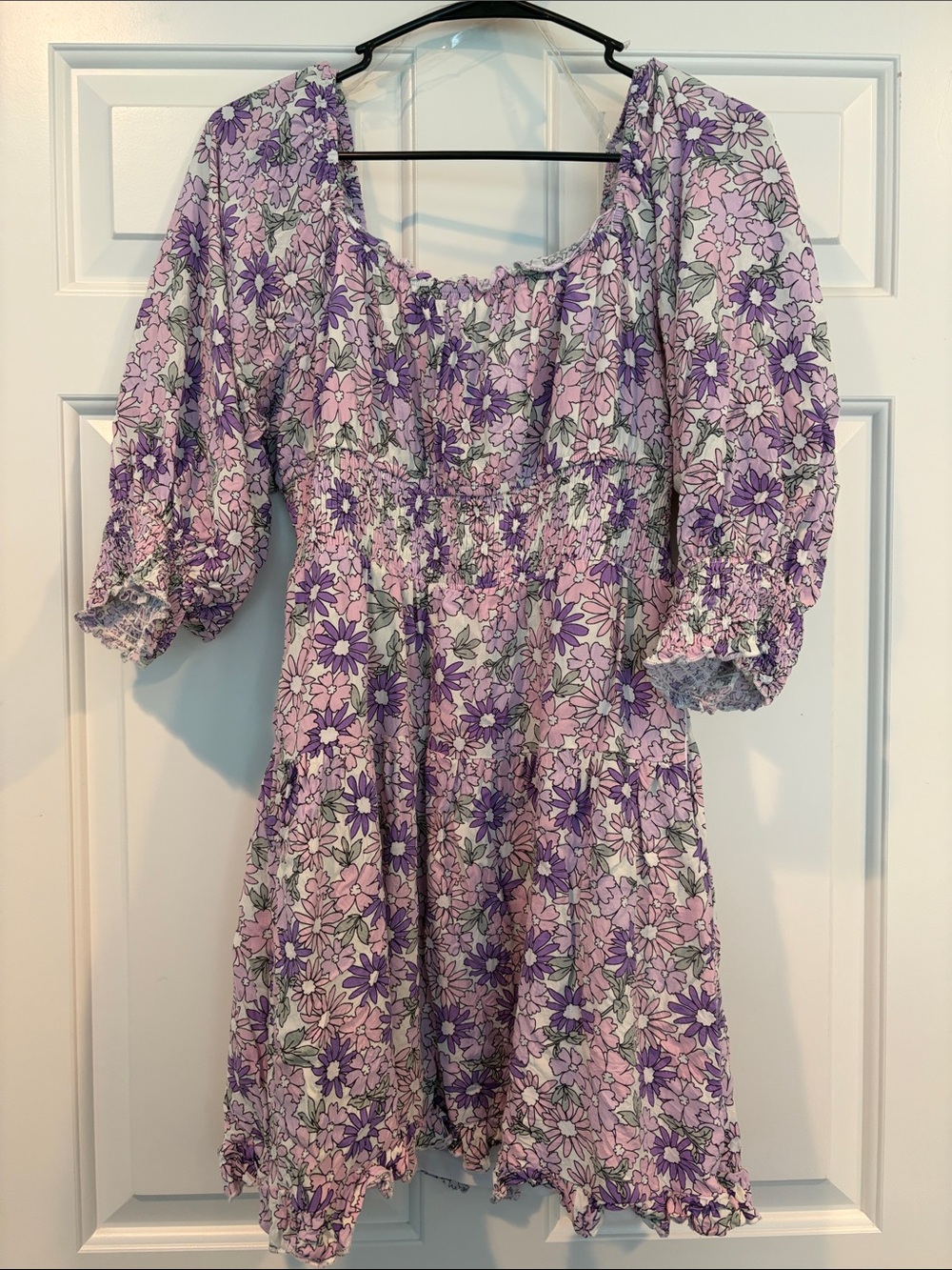 Le Lis Lavender Floral Smocked Mini Dress